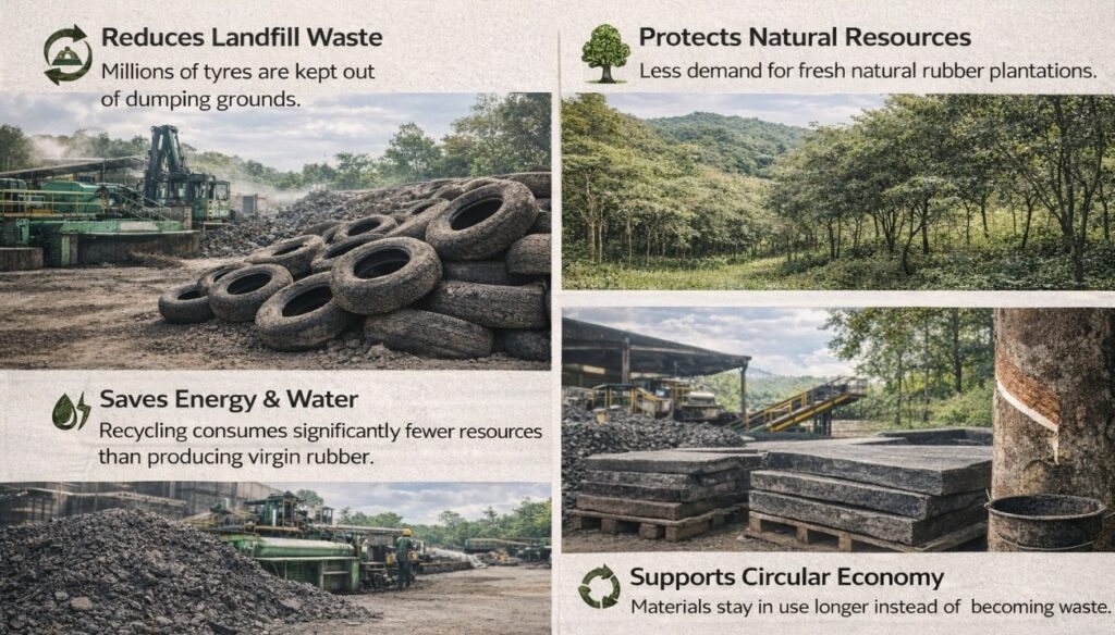 Environmental benefits of natural reclaimed rubber